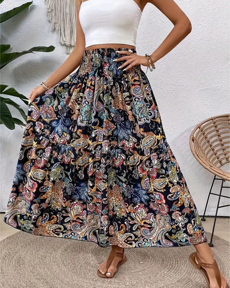 damen-boho-style-maxirock-lange-röcke-sommer