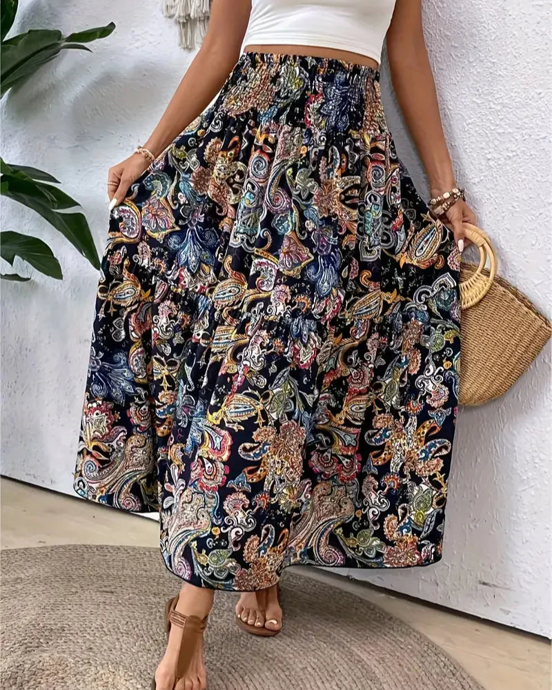 damen-boho-style-maxirock-lange-röcke-sommer