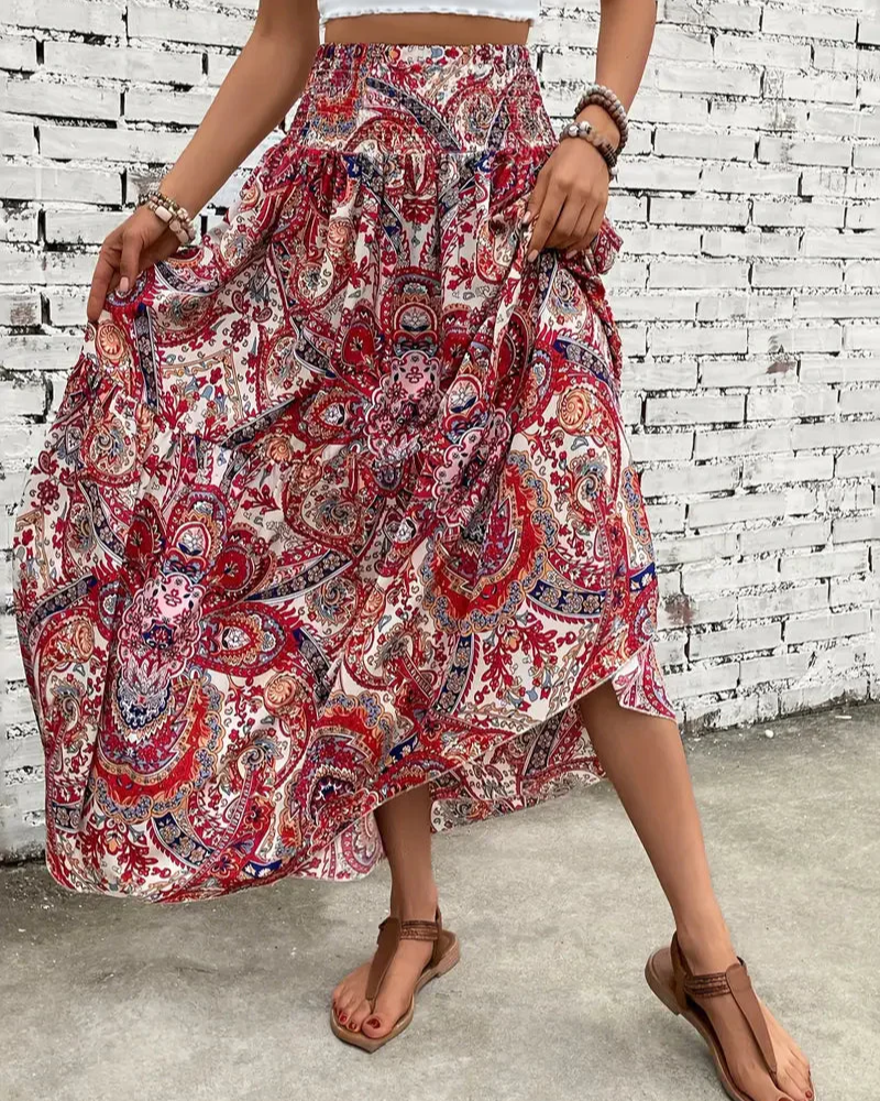damen-boho-style-maxirock-lange-röcke-sommer