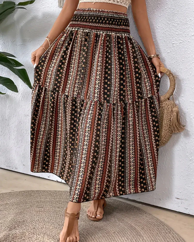 damen-boho-style-maxirock-lange-röcke-sommer
