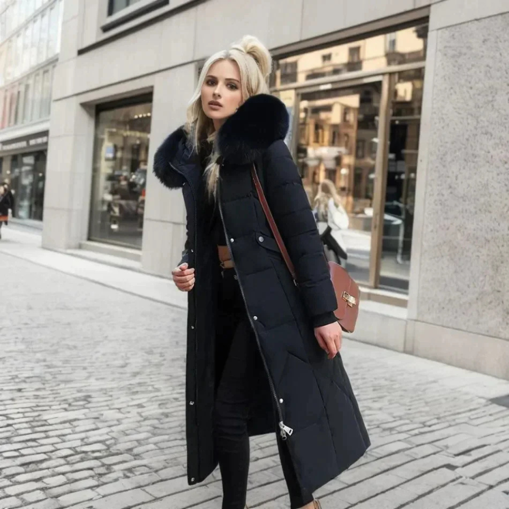 damen-lange-daunenjacke-steppjacke-schwarz