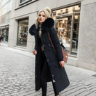 damen-lange-daunenjacke-steppjacke-schwarz
