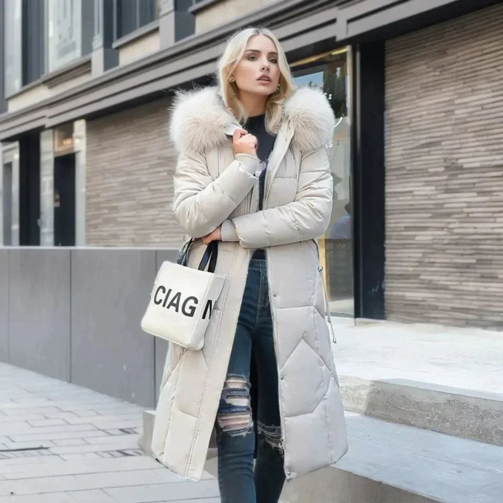 damen-lange-daunenjacke-steppjacke-schwarz