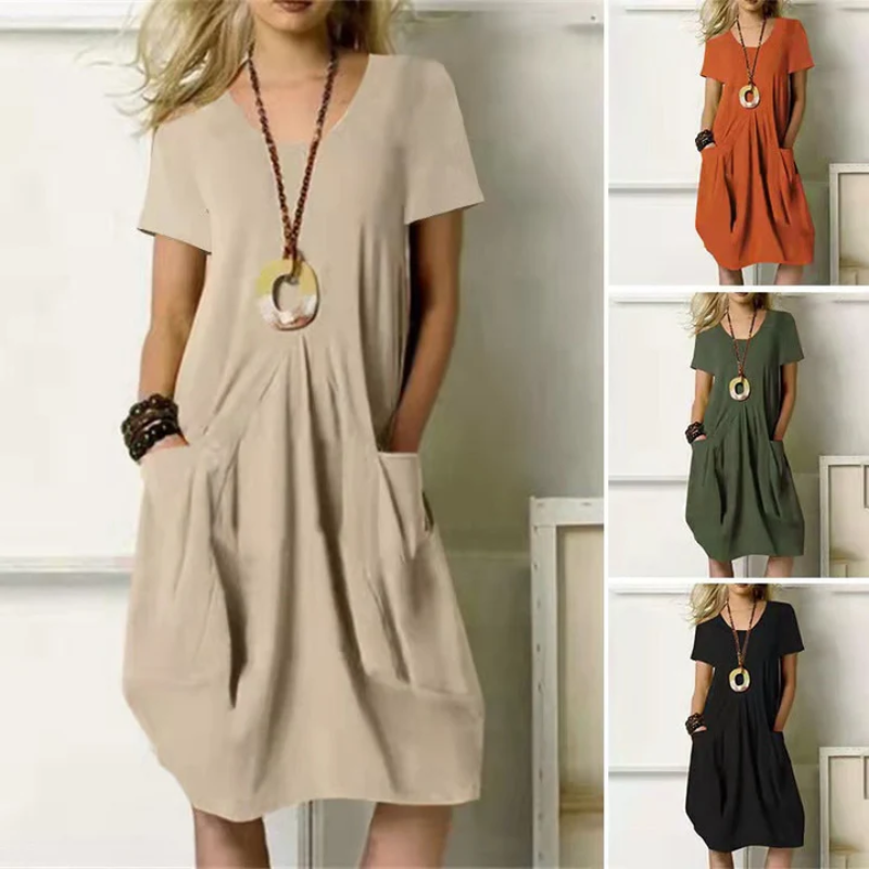 Lässiges kurzärmeliges Kleid für Frauen