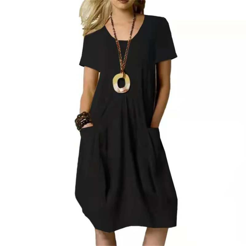 Lässiges kurzärmeliges Kleid für Frauen
