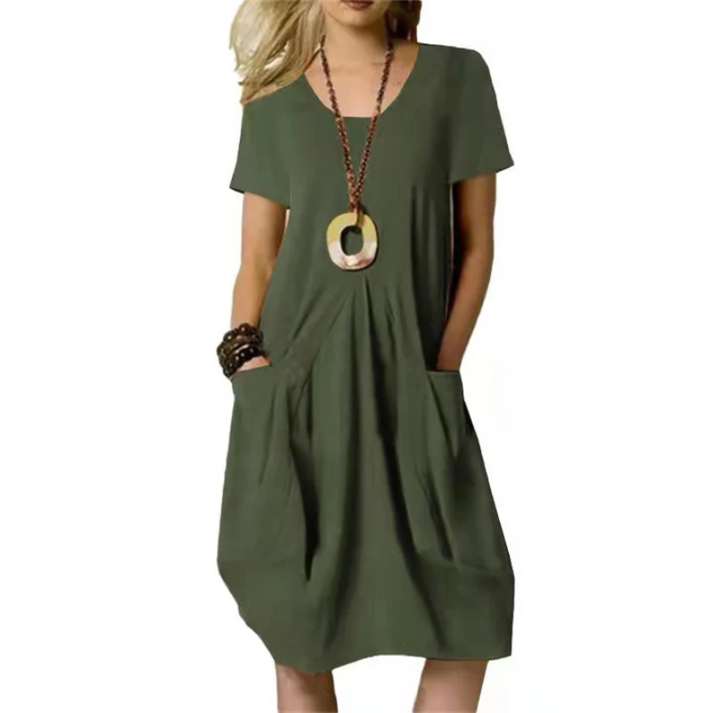 Lässiges kurzärmeliges Kleid für Frauen