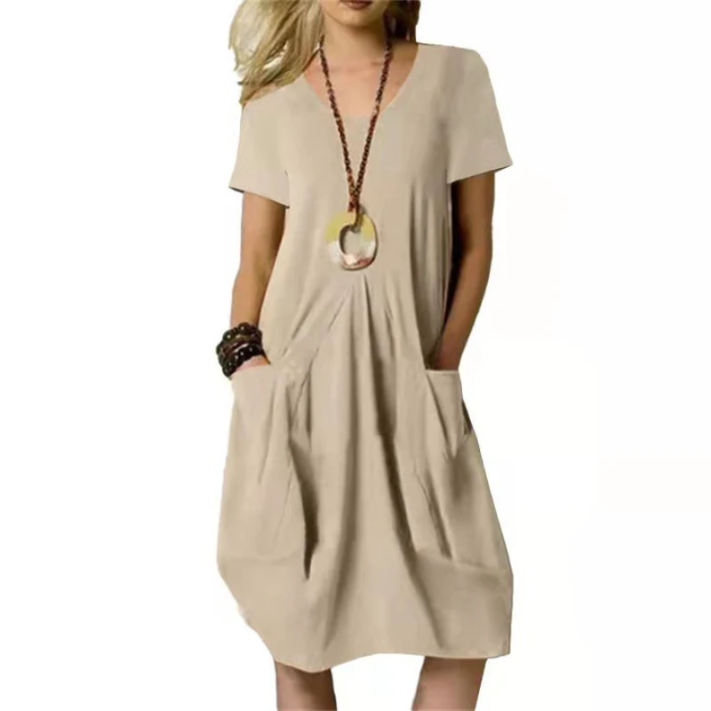 Lässiges kurzärmeliges Kleid für Frauen