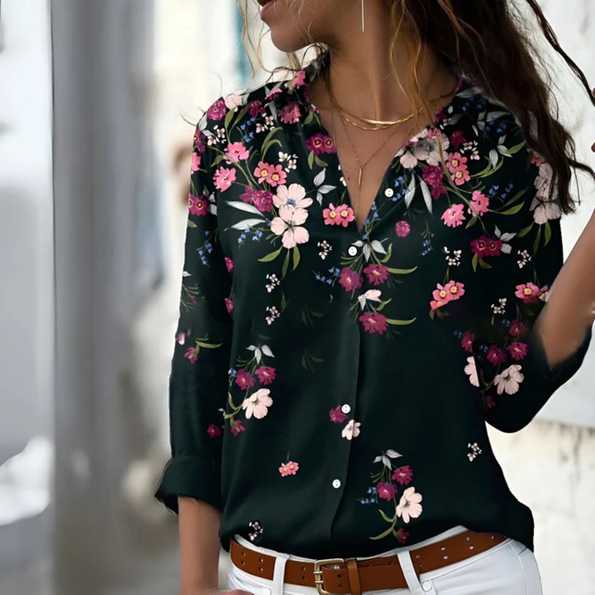 Moderne langärmelige Bluse für Frauen