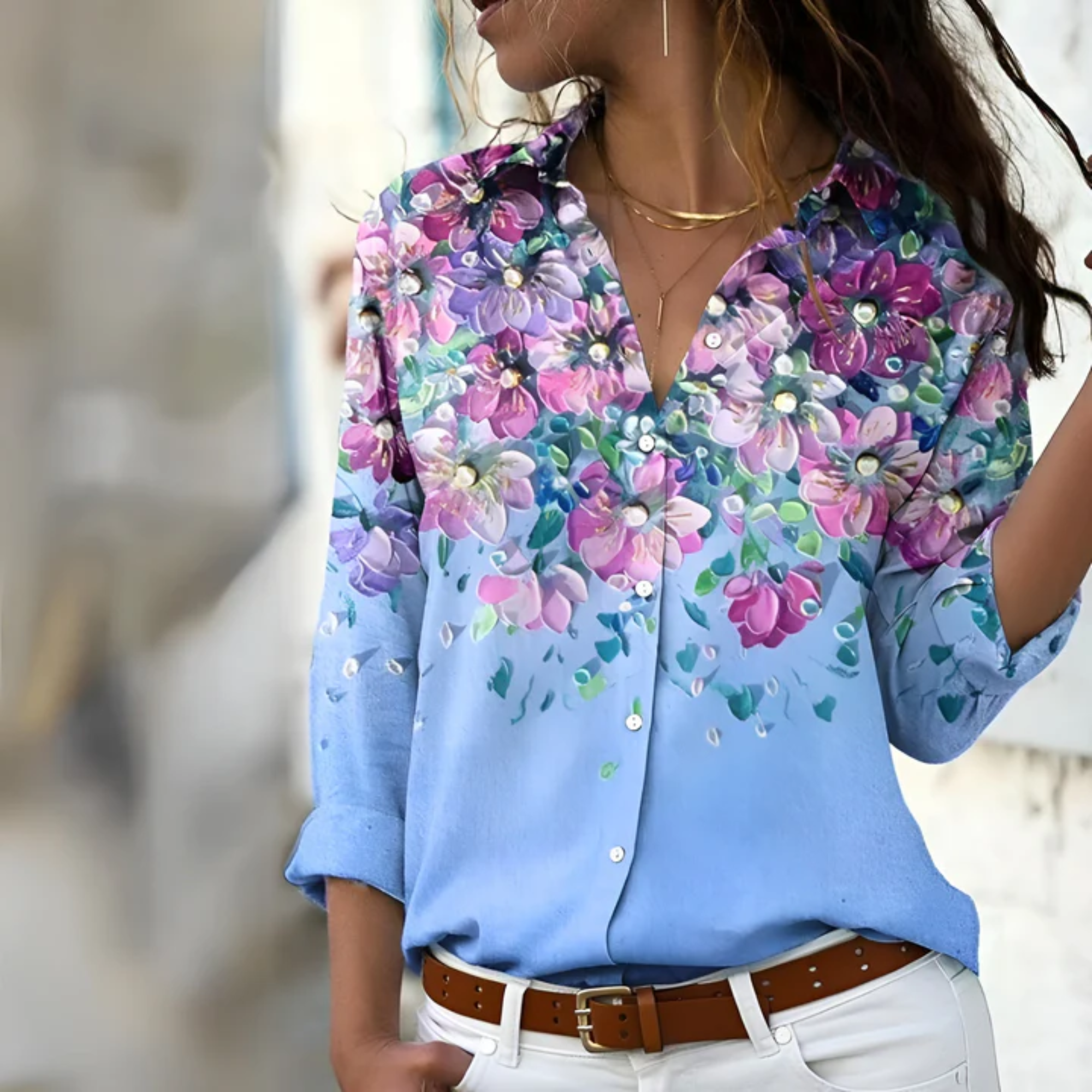 Moderne langärmelige Bluse für Frauen