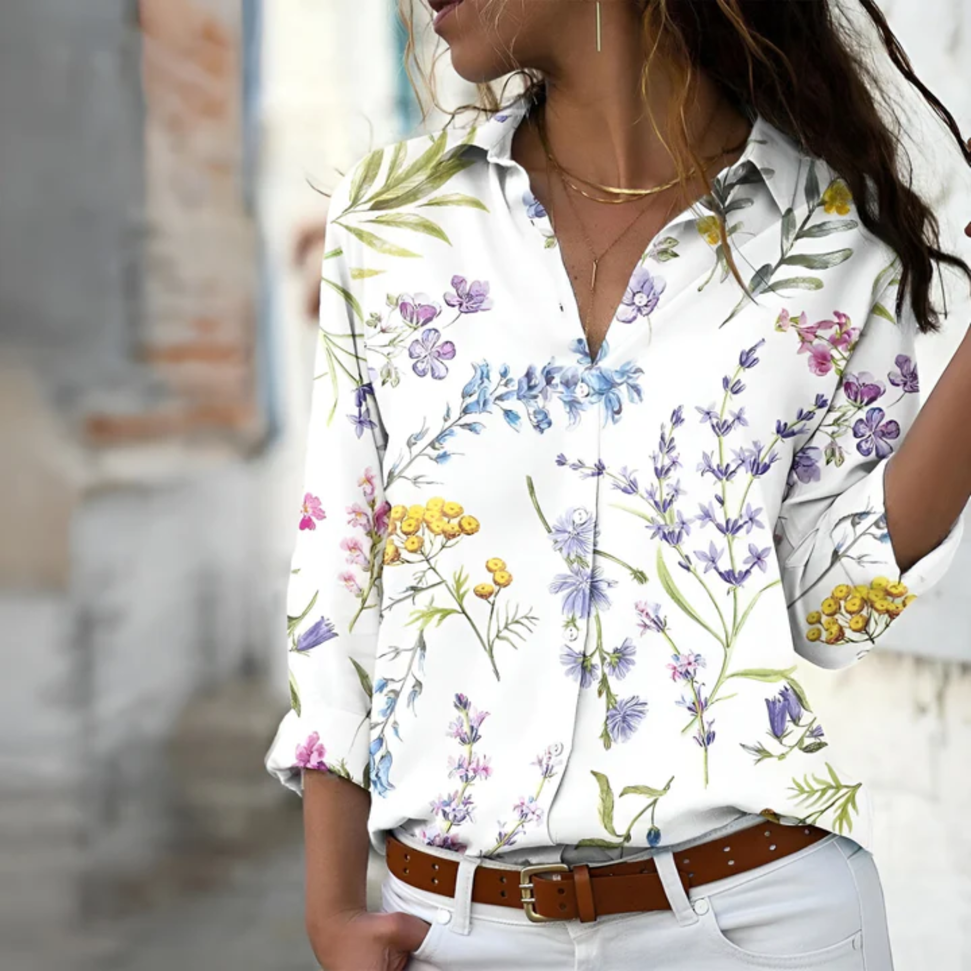 Moderne langärmelige Bluse für Frauen
