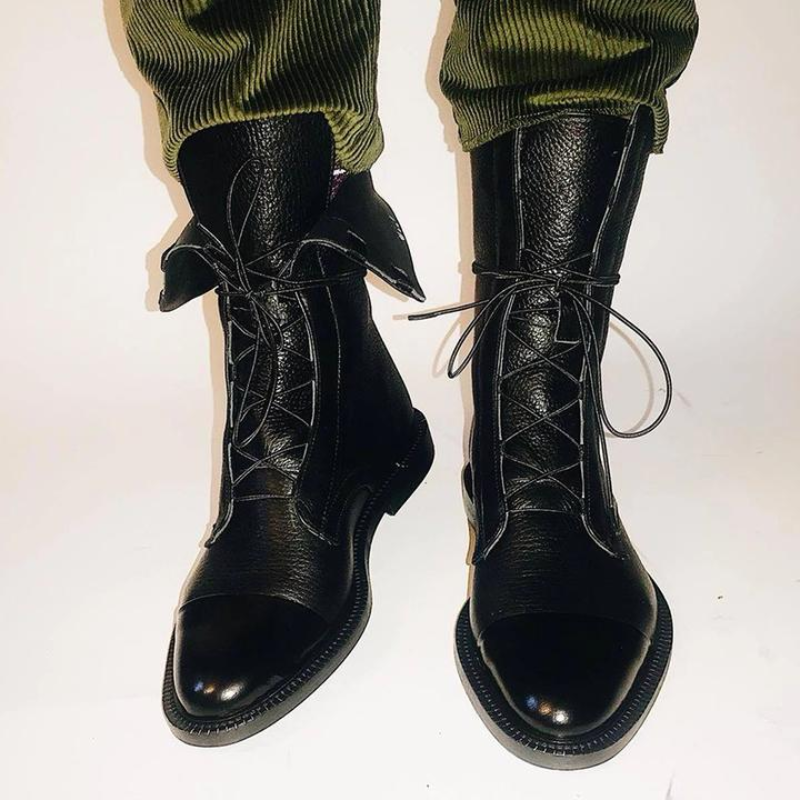 damen-schwarz-boots-flach