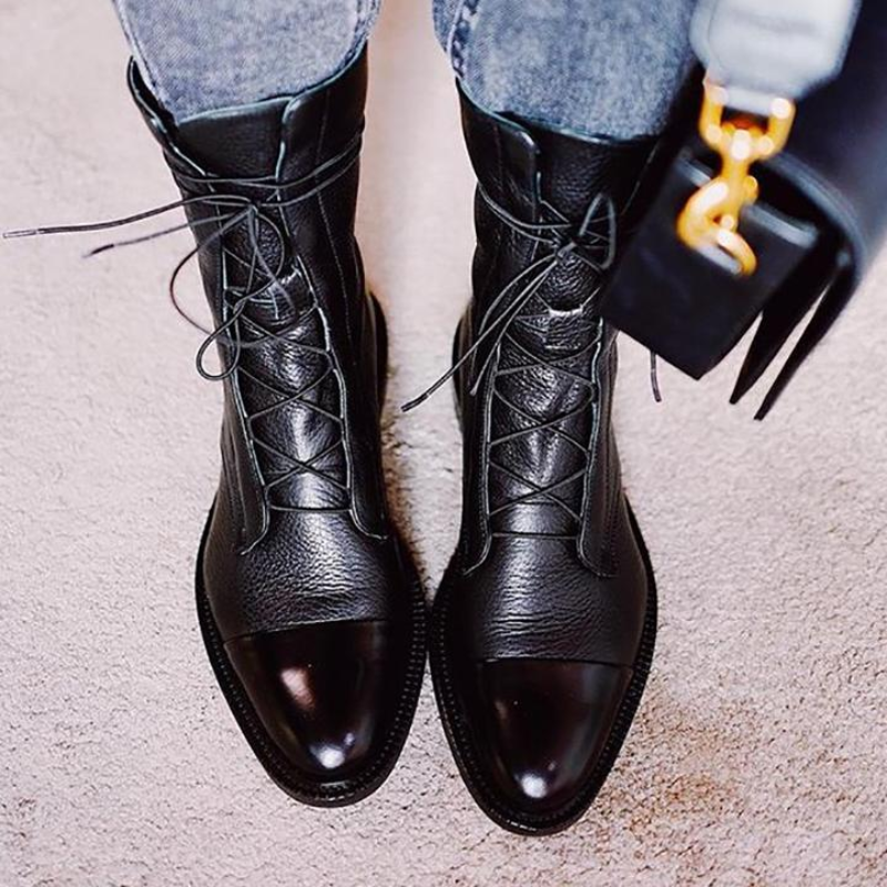 damen-schwarz-boots-flach