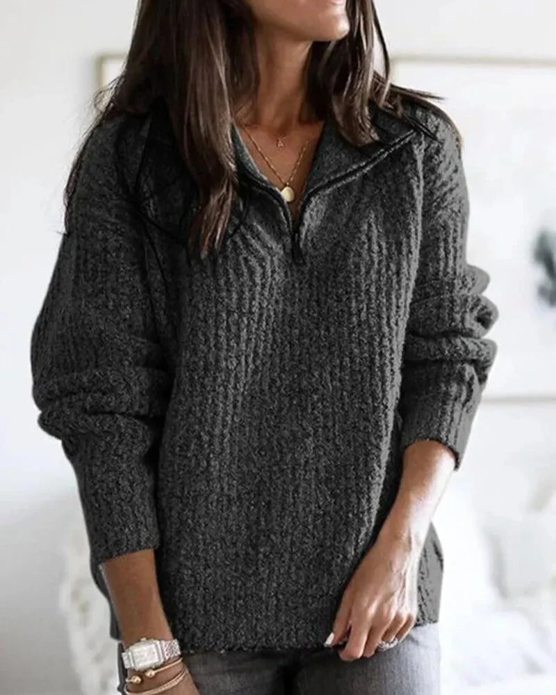 damen-strickpullover-reissverschluss-pullover