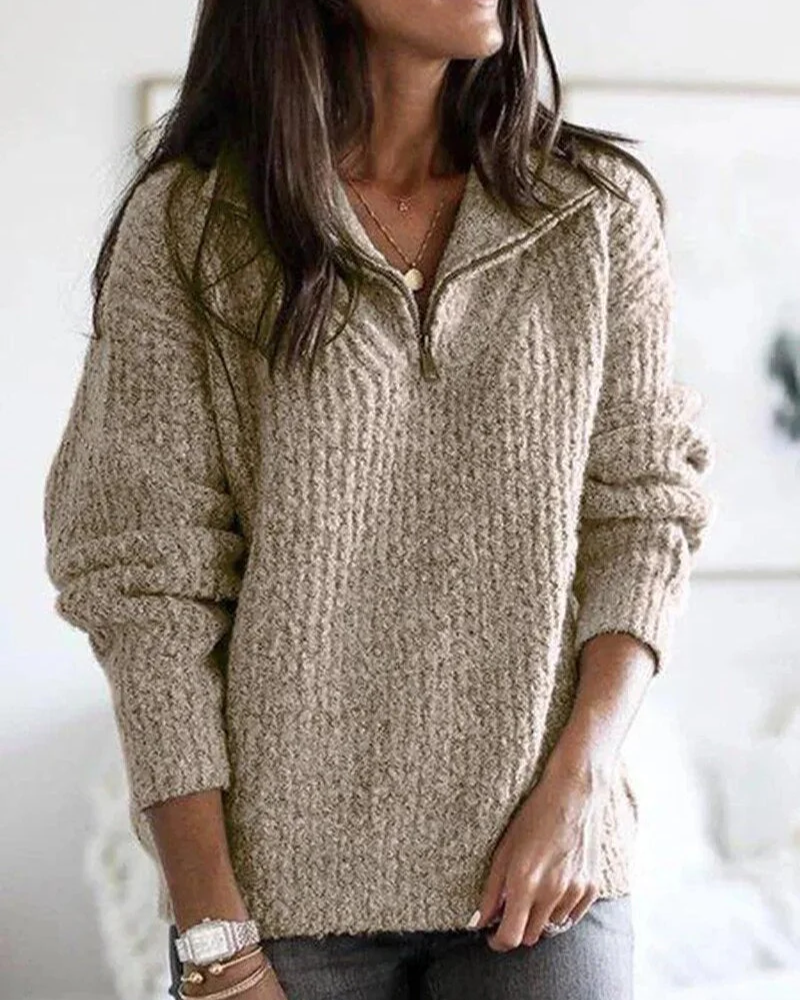 damen-strickpullover-reissverschluss-pullover