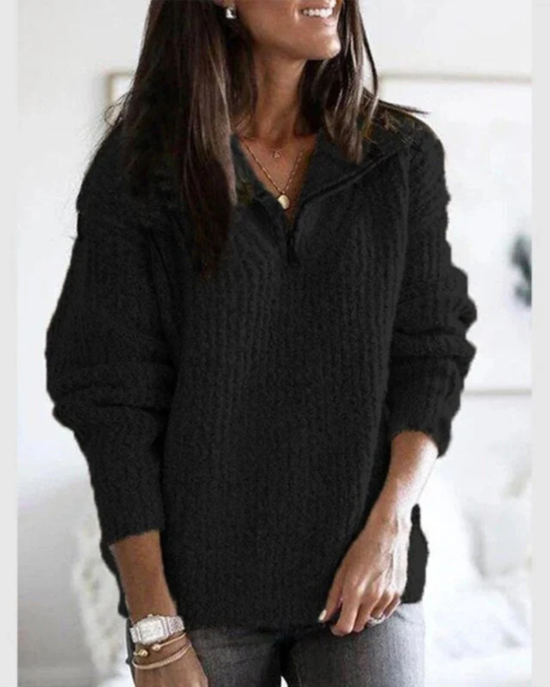 damen-strickpullover-reissverschluss-pullover