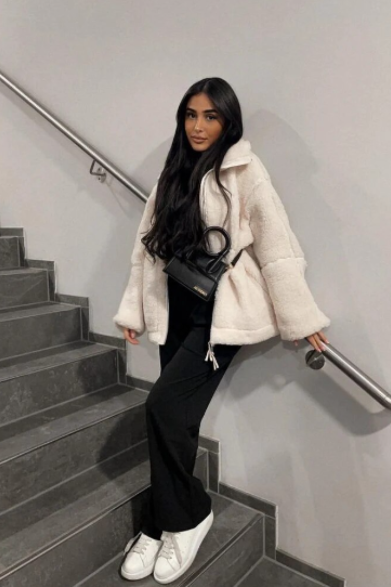damen-teddy-jacke-Weiß