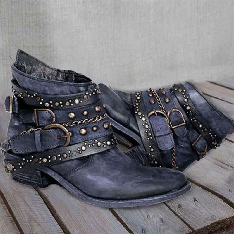 damen-vintage-stiefeletten-schwarz