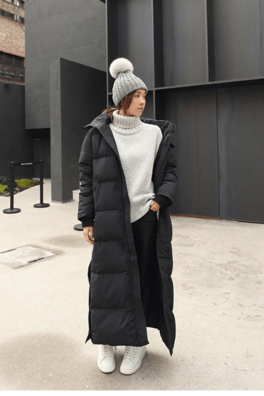 damen-wasserdichte-lange-steppjacke-schwarz